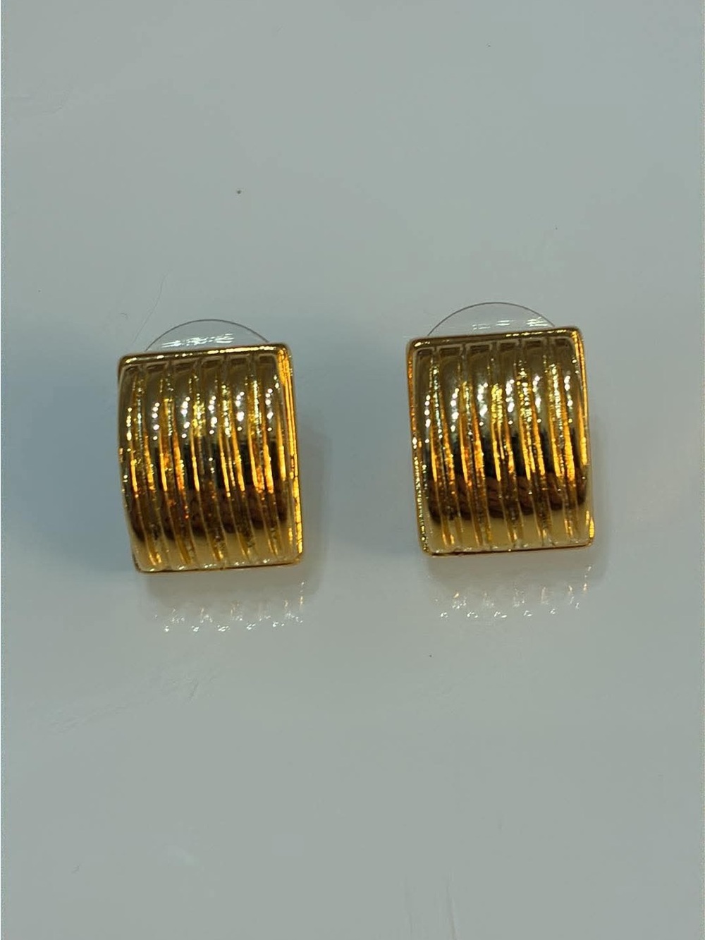 Tisi Classic Gold-Textured Square Stud Earrings